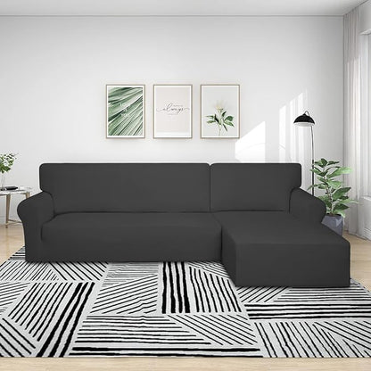PureFit Stretch Sectional Couch Covers 2 pcs Non Slip L Shape Sofa Cover - Image 2
