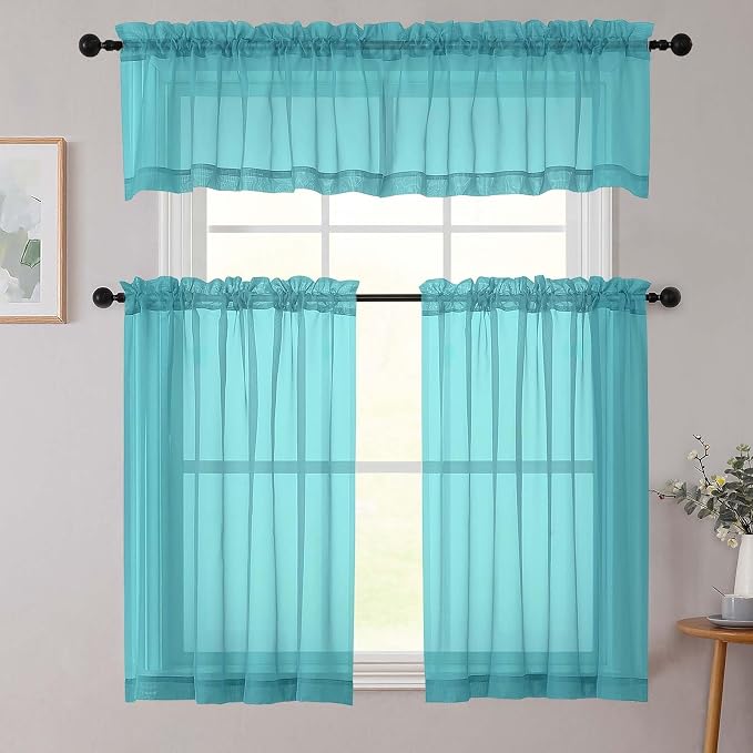 Cafe Curtains 36 Inch Length Tier 2 Pieces, Modern Soft Airy Sheer Kitchen - Image 8