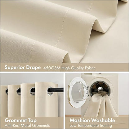 MIULEE Cream Beige Blackout Curtains - Image 7
