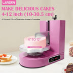 Cake Decorating Machine 200W Automatic, Tabletop Cake Cream Frosting Machine, Cream Smooth Coating Decoration Machine with LCD Display Type, Use for Cake Shops, Dessert Shops, Households (Pink)