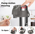 OJOJ 4L/133OZ Thermal Coffee Carafe with Pump, Thermal Beverage Dispenser, Coffee Airpot Stainless Steel Coffee Carafe for Hot Drinks Silver