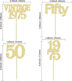Gyufise 24Pcs 50th Birthday Cupcake Toppers Cheers to 50 Fabulous Fifty Vintage 1975 Cupcake Picks 50th Birthday Wedding Anniversary Party Cake Decorations Supplies Gold
