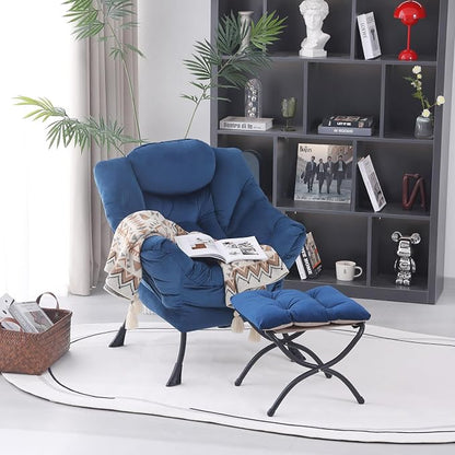 MBOOYOME Lazy Chair with Folding Ottoman, Modern Accent Armchair with Armrests - Image 6