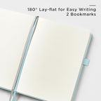 &And Per Se Dotted Journal Notebook, A5 Hardcover Leather Bullet Dotted Journal, 160 Pages 100 gsm Thick Dotted Paper，3 Sheets of Stickers Included - 5.7'' x 8''（Cyan）