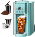 SHARDOR Single Serve Coffee Maker, Hot and Iced Coffee Machine for K Cup Pods & Ground Coffee, 6 to 14 oz Brew Sizes, with 50 oz Removable Water Tank, Bold Brew Setting, Stainless Steel, Blue