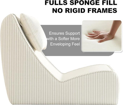 Giant Bean Bag Chair for Adults, Corduroy Chaise Lounge - Image 4