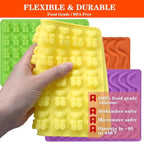 Gummy Bear and Worm Mold Silicone, No Stick Chocolate Candy Gummy Molds,Pack of 4 with 2 Droppers,SAGOOITS Large Gummy Bear Molds Candy Molds