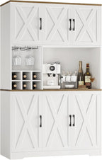 HOSTACK Kitchen Pantry Storage Cabinet, 71" Tall Food Pantry Cabinet with Microwave Stand, Farmhouse Kitchen Hutch, Coffee Bar Hutch with Wine Rack for Dining Room, Living Room, White