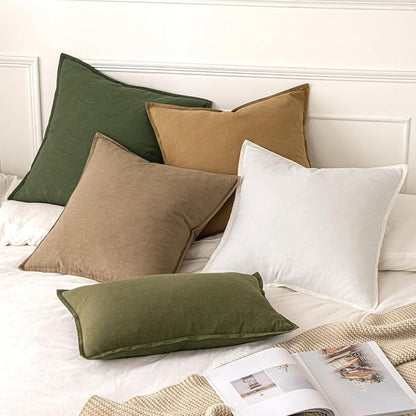 MIULEE Decorative Linen Euro Sham Pillow Covers 28x28 Inch Khaki | Boho - Image 5