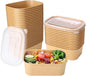 50 Sets 25oz Disposable Kraft Paper Bowls with Lids, Rectangle Paper Food Containers with Lids, Salad Bowls for Hot/Cold Food, Soup, Meal Prep, Ice Cream, Takeout, Party Supplies(750ml)