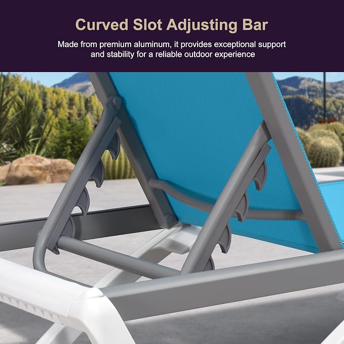PURPLE LEAF Patio Chaise Lounge Chair Set of 3 Outside Aluminum Plastic - Image 8
