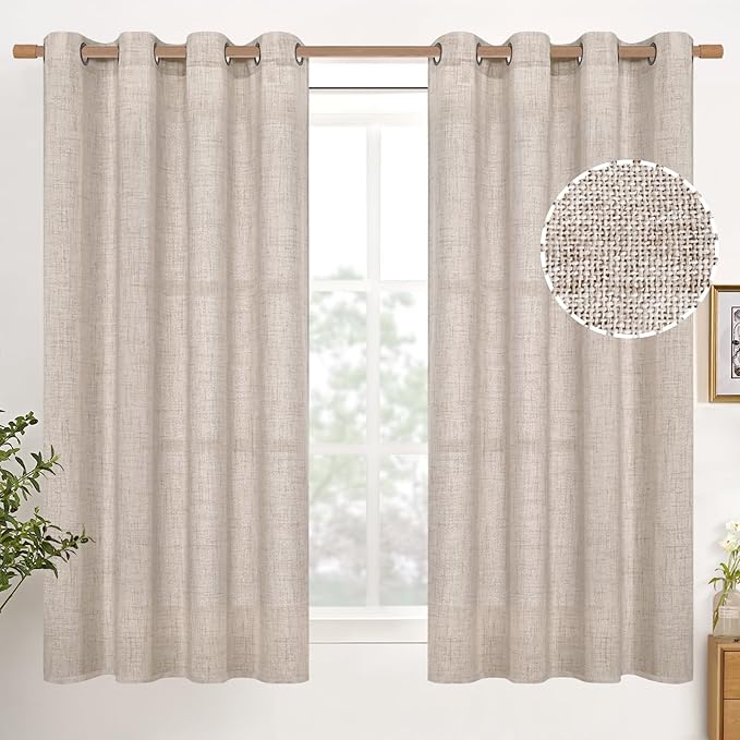 YoungsTex Natural Linen Curtains 45 Inch Length by YoungsTex