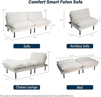 Ribilake 2 Sets 70" Futon Sofa Bed, 4 1 Multi-Function Couch Sleeper - Image 2