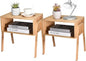 Vdomus Bamboo Stackable Nightstand Set of 2- Natural Wood Matching Side Table by Vdomus