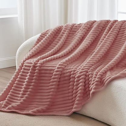 BEDELITE Striped Fleece Throw Blanket, Dusty Pink, Soft Cozy, Lightweight Warm - Image 7