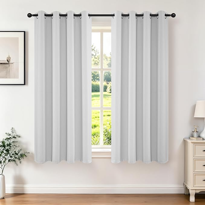 Joydeco White Curtains 54 Inches Long 2 Panels Set, Thermal Insulated Long by JOYDECO