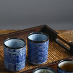 Stoneware Coffee Bar Utensil Holder Tea & Coffee Spoon & Stirrer Holder for Stir Stick Straw Teaspoon Holder Spoon Cup Small Utensil Jar (Blue Wave)