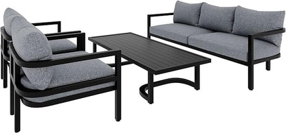 4-Piece Outdoor Steel Sofa Set, All Weather Patio Conversation Set - Image 8
