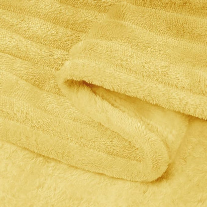 BEDELITE 3D Ribbed Light Yellow Fleece Twin Blanket - Image 9