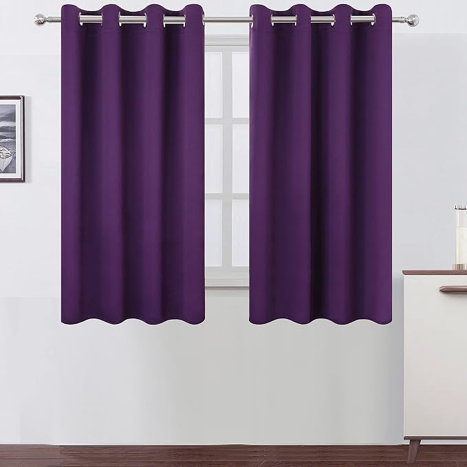 Purple Thermal Blackout Curtains/52 x 54 Inch/Set of 2 Panels Room Darkening by Lemomo