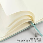 &And Per Se Dotted Journal Notebook, A5 Hardcover Leather Bullet Dotted Journal, 160 Pages 100 gsm Thick Dotted Paper，3 Sheets of Stickers Included - 5.7'' x 8''（Cyan）