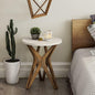 Pedestal Farmhouse End Table, Distressed Top by LONYKE