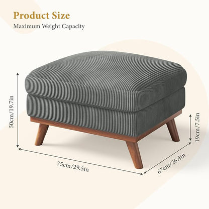Vesgantti Large Ottoman for Modular Sofa, 29.5" Corduroy Ottoman - Image 2
