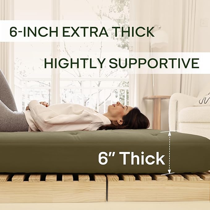 ZonLi Japanese Floor Futon Mattress King Size 76"x80"100% Cotton Cover 6'' - Image 2