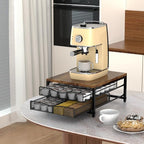 Coffee Pod Holder For Counter, Wooden K Cup Holder with Sliding Drawer, Large Capacity Coffee Pod Storage for Coffee Station, Home, Office, Kitchen