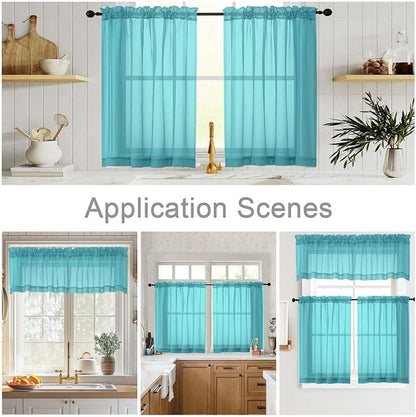Cafe Curtains 36 Inch Length Tier 2 Pieces, Modern Soft Airy Sheer Kitchen - Image 6