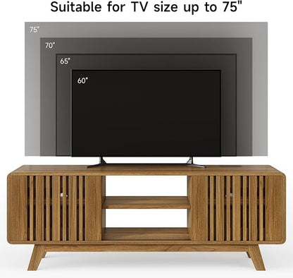 ONBRILL 63-Inch TV Stand for TVs up to 75 Inch, Mid-Century Modern Television - Image 5