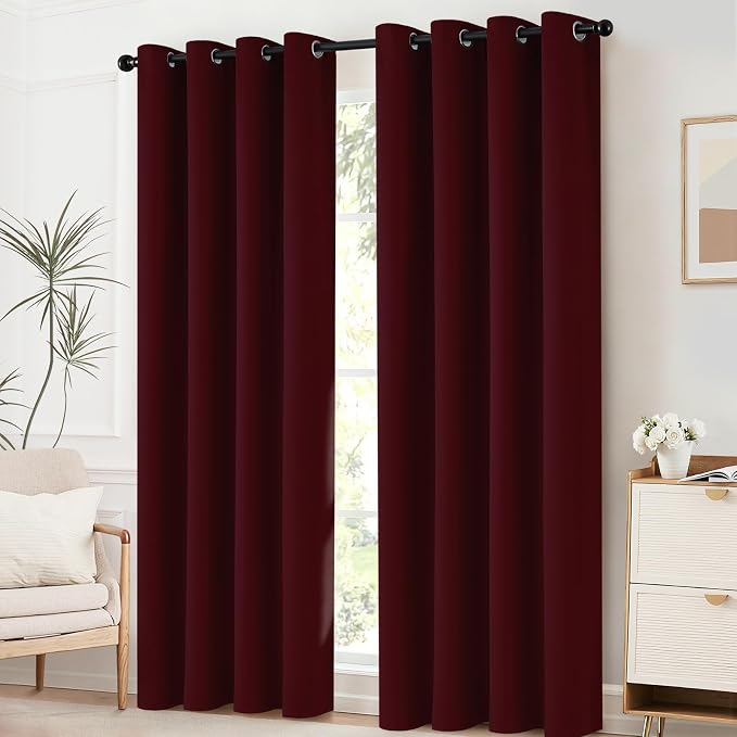 Yakamok Room Darkening Curtains 42x84 inch Length Wine Red-Living Room | 2 - Image 2