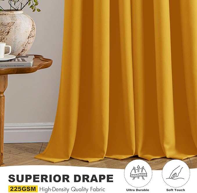 MIULEE Blackout Curtains for Bedroom 2 Panel 40x45 Inch Long Mustard Yellow | - Image 5