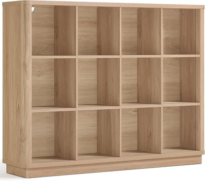 Joaxswe 12 Cube Storage Organizer, Wood Floor Standing 3-Tier Cubby Bookcase by Joaxswe