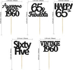 Gyufise 30 Pack Gold Glitter 65th Birthday Cupcake Toppers Vintage 1960 Cake Toppers Hello 65 Cake Topper Sixty Five 65 & Fabulous Cupcake Picks 65th Birthday Cake Decorations Supplies