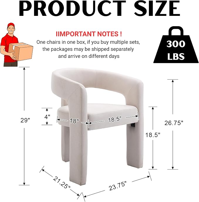 RIVOVA Modern Barrel Dining Chair, Linen Upholstered Accent Side Chair - Image 2