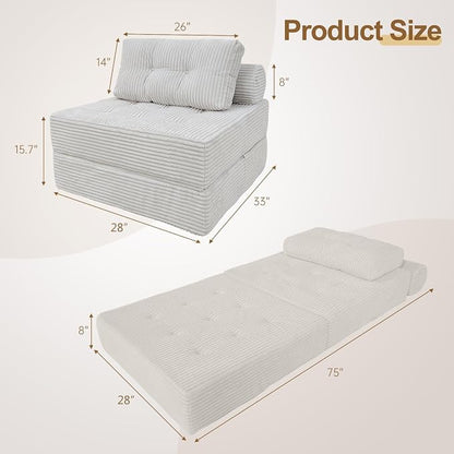 ANONER Memory Foam Folding Sofa Bed, Sectional Couches - Image 2