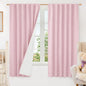 100% Blackout Pink Linen Curtains 63 Inches by LAMIT