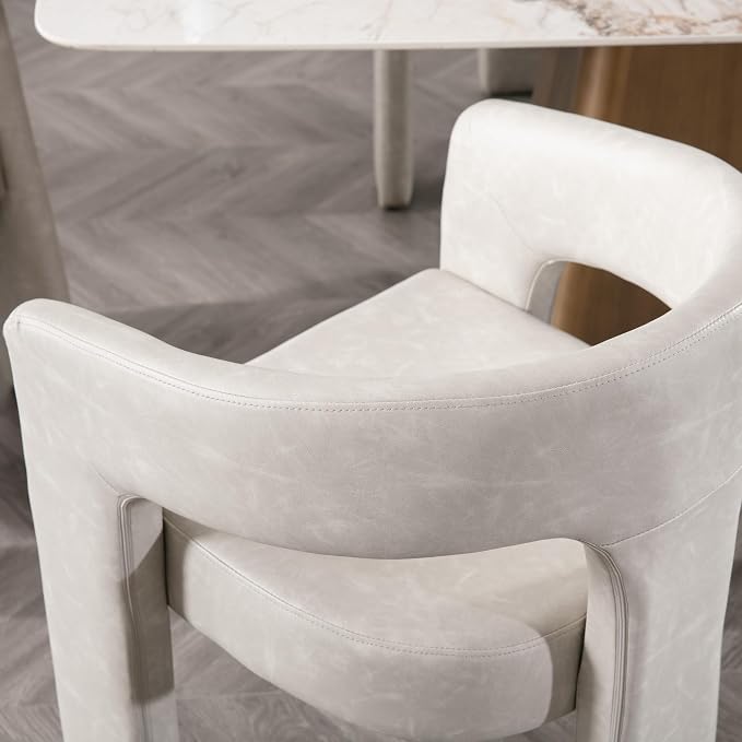 BESTANO Set of 6 Modern PU Leather Upholstered Dining Chairs - Image 5