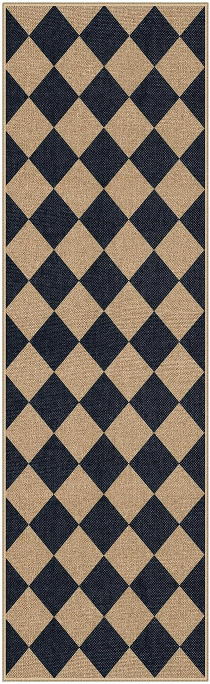 Lahome Checkered Easy Jute Non Slip Kitchen Runner, Checkerboard Indoor Outdoor - Image 9