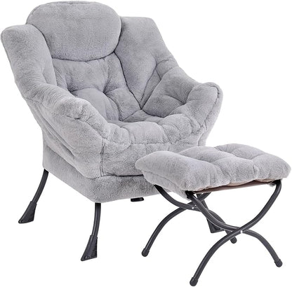 Lazy Chair with Ottoman, Modern Accent Lounge Leisure Sofa with Armrests by SESHINELL
