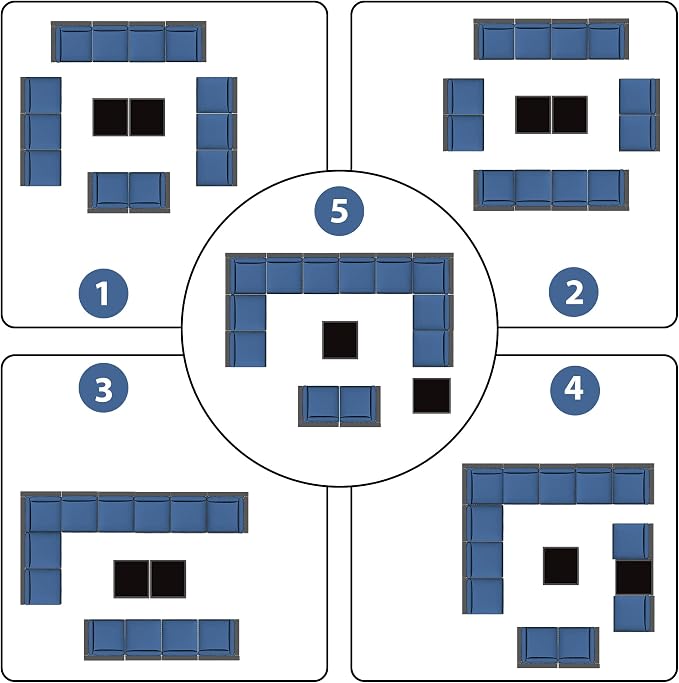 KIGOTY Patio Furniture Set, 14 Pieces Modular Outdoor Sectional Sofa, PE Rattan - Image 5
