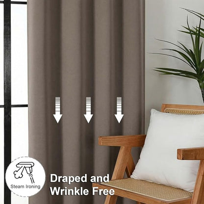 Simplebrand Ava Latte Short 36 Inches Blackout Curtain 2 Panels Set, Half - Image 7