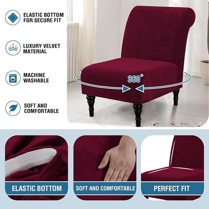 H.VERSAILTEX Armless Accent Chair Covers Thick Velvet Armless Chair Slipcovers - Image 6