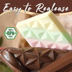 HKNMTT Chocolate Bar Mold Silicone, Large Stuffed Dubai Pistachio Deep Bar Moulds Kit 0.85 Inch Thick Big, Ideal for Homemade Making Candy Bar Bpa Free DIY Diamond Grid