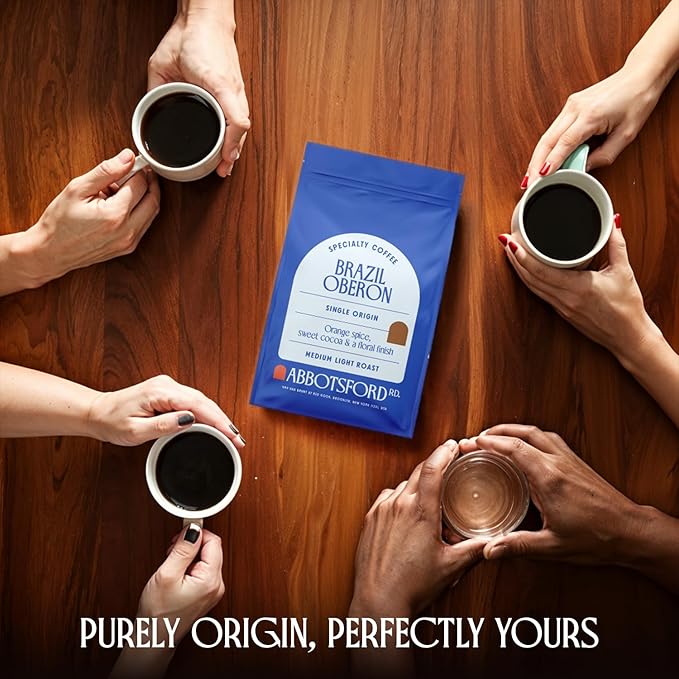 Brazil Oberon Coffee Whole Bean, Specialty, Medium Light Coffee Beans with Orange Spice & Cocoa, 12 oz Bag, Single Origin from Cerrado, Perfect for a Bright, Flavorful Brew