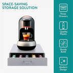 Navaris Coffee Pod Holder Drawer - 50 Capsule Storage Organizer Tray Counter Container - Fits Standard Sizes of Pods and Capsules - 1 Drawer Design - Gray