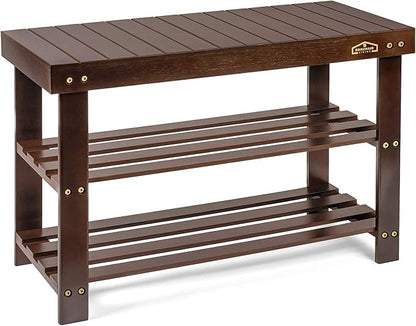 Homemaid Living Bamboo 3 Tier Shoe Rack Bench, Premium Shoe Organizer or by HomemaidLiving