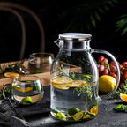 88oz Glass Pitcher with Lid and Handle - High Heat Resistance Glass Water Pitcher for Hot/Cold Water & Iced Tea (2.6L)