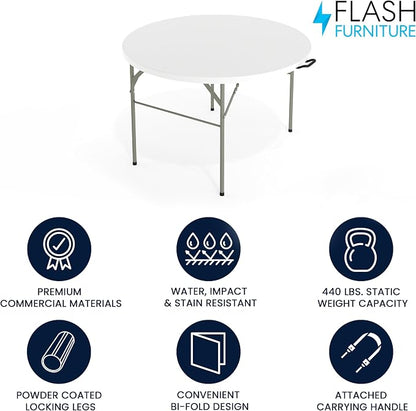 Flash Furniture Freeman 4' Round Plastic Folding Table - Image 4